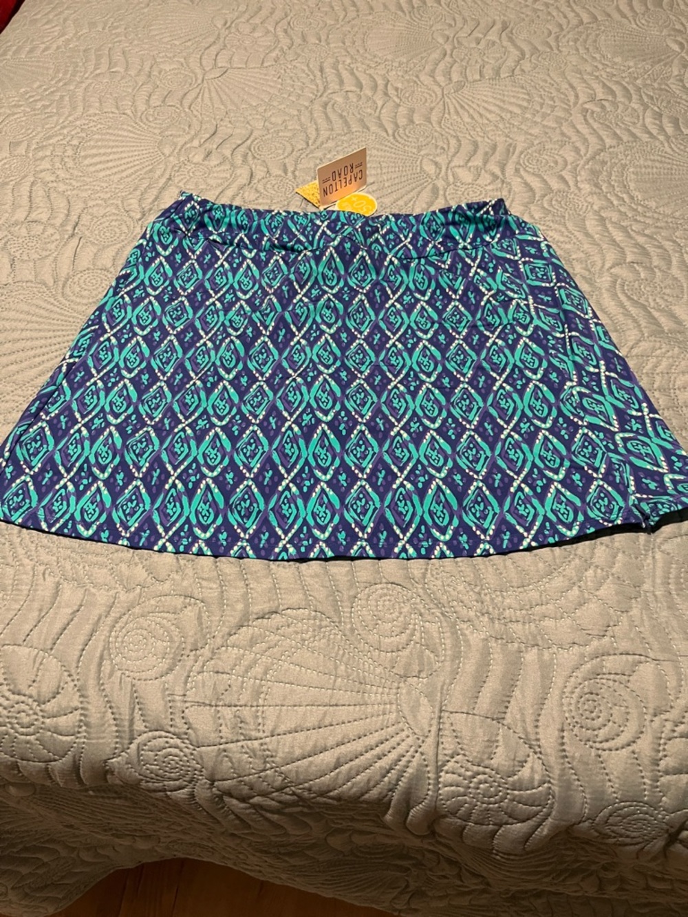 Navy Teal & Purple Geometric Skort